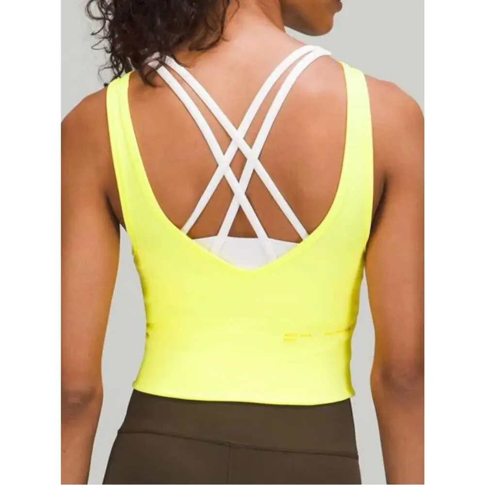 Lululemon Power Pivot Everlux Tank Top Motif Reversible White Logo 8 fit S M?